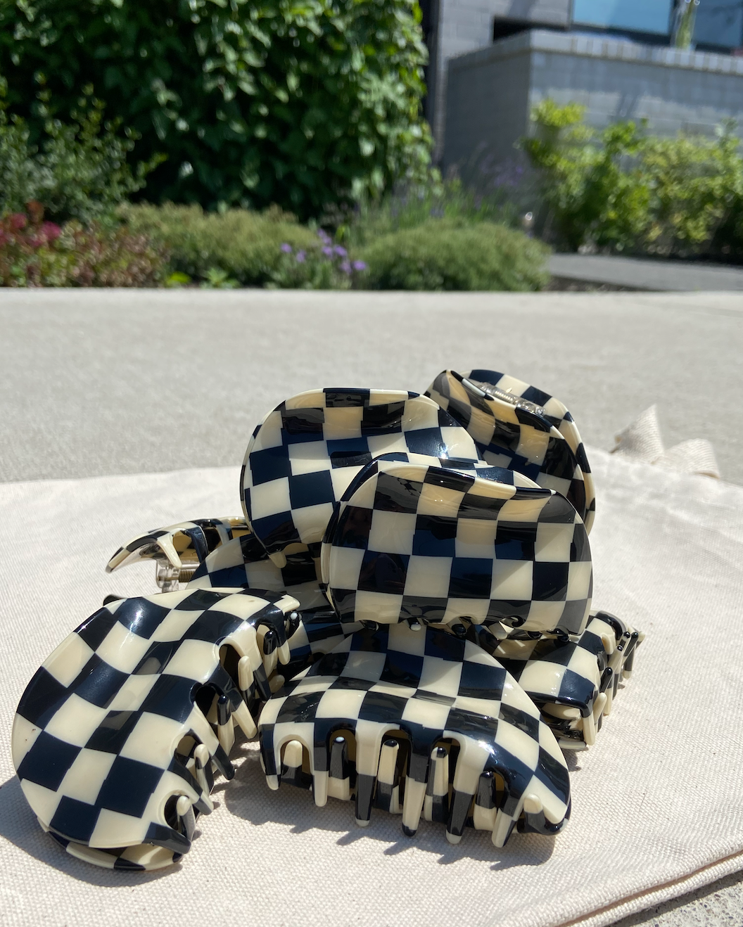Navy Checker Clip
