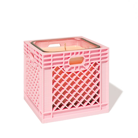 milk crate candle - pink
