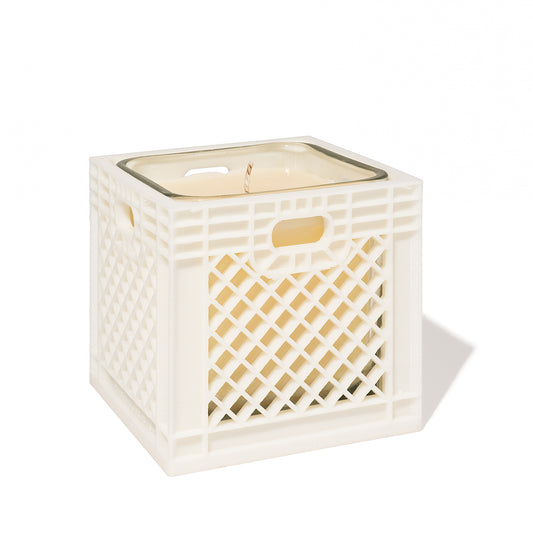 milk crate candle - white